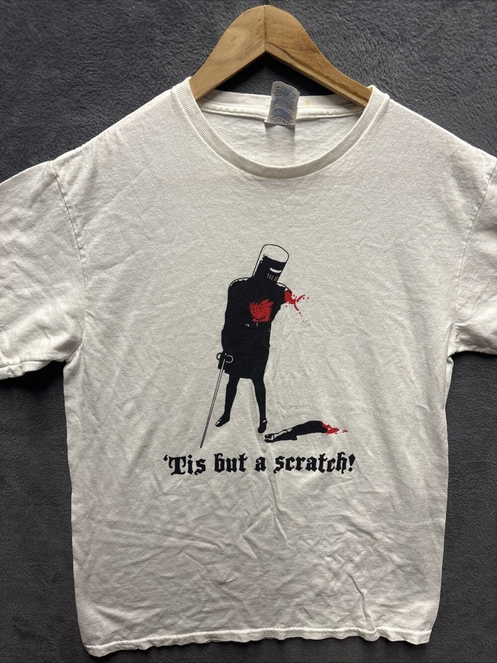 MONTY PYTHON'S HOLY GRAIL TIS BUT A SCRATCH Small White GRAPHIC T-SHIRT